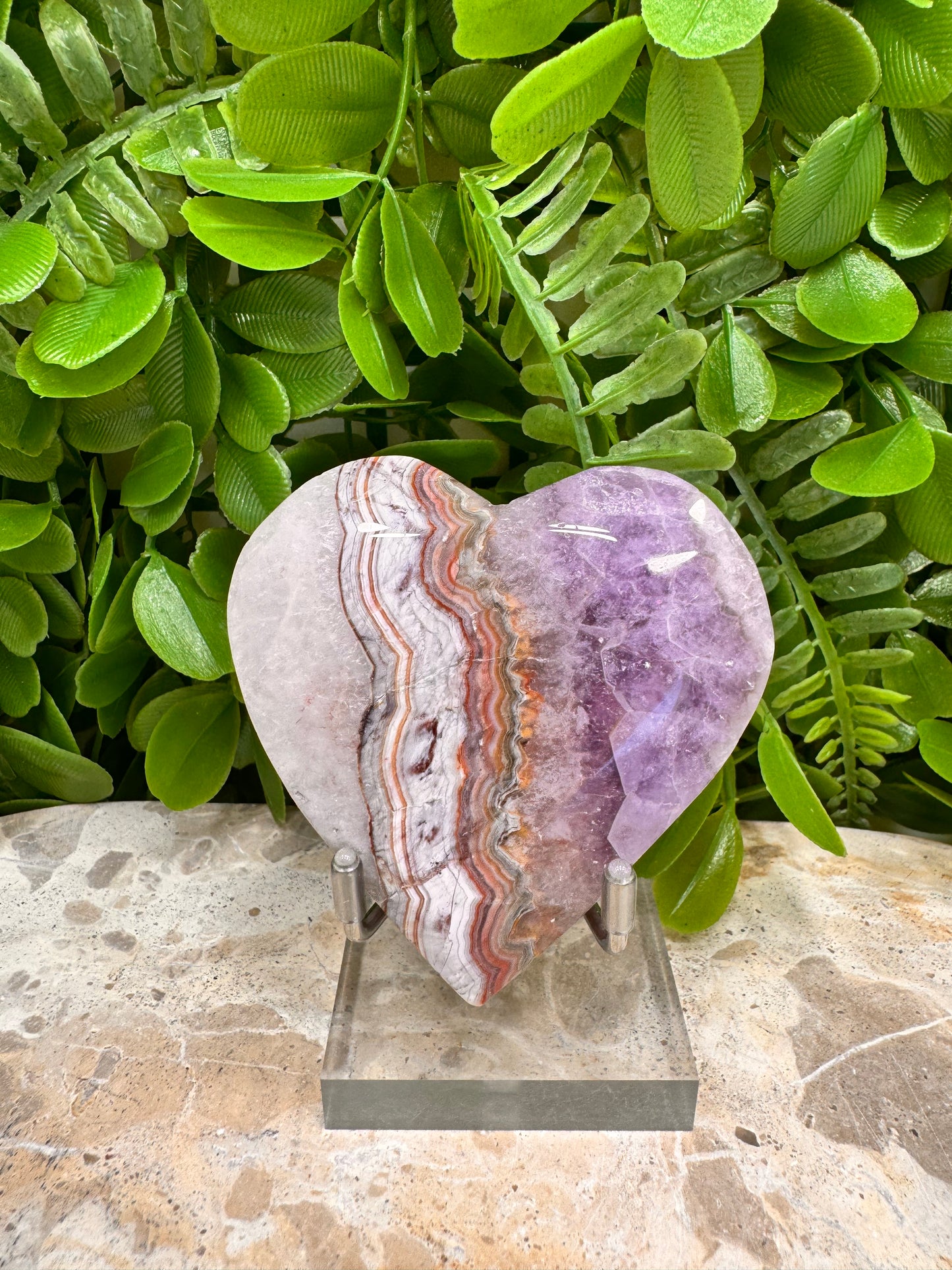 Amethyst With Mexican Agate Heart 146g