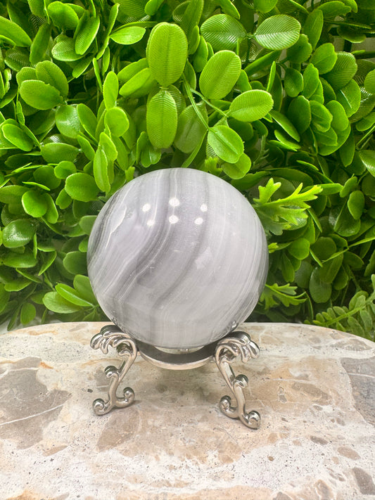 Black and White Banded Onyx Sphere 602g