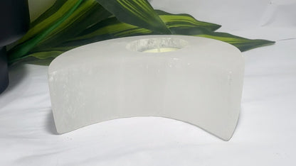 Selenite Moon Tealight Holder