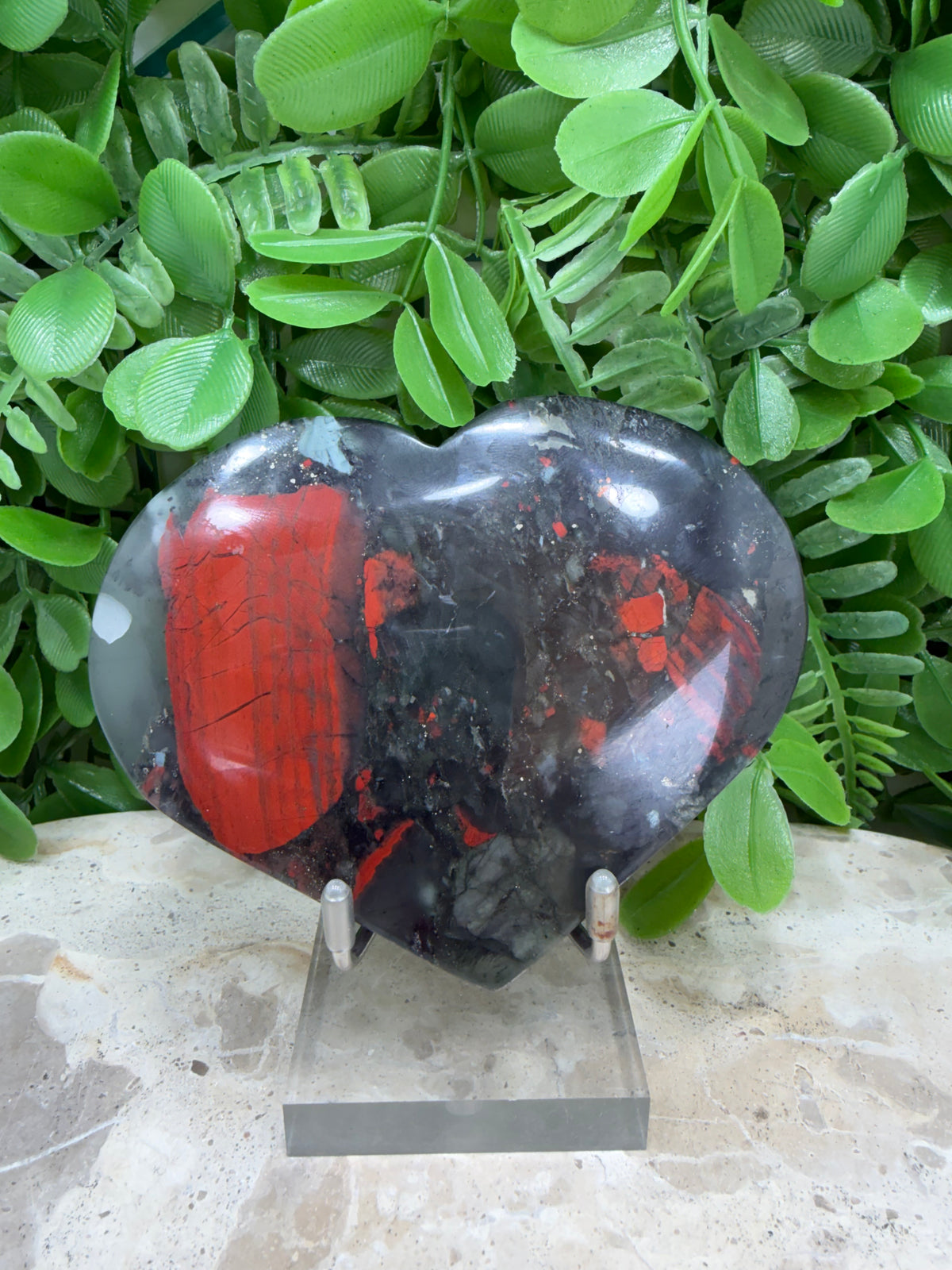 African Bloodstone Heart | Strength • Courage • Vitality
