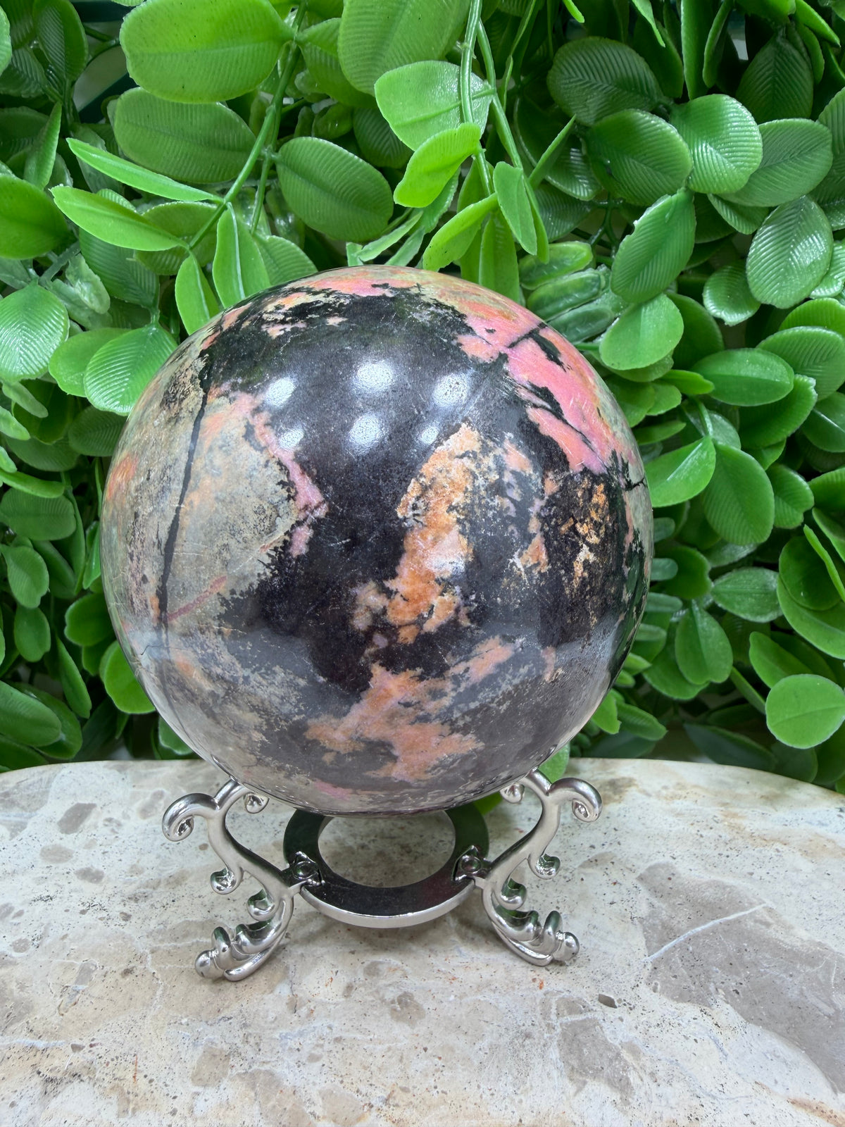 Rhodonite Sphere | Love • Compassion • Emotional Healing