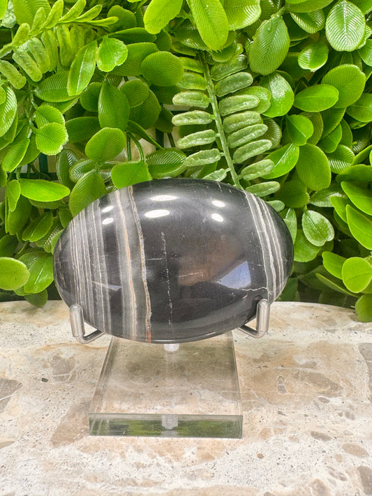 Black Banded Onyx Palm Stone 162g