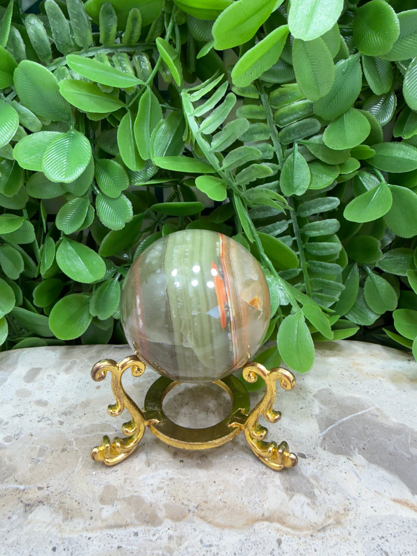 Green Banded Onyx Sphere 182g