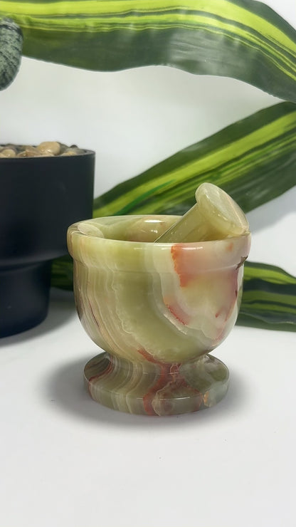 Mortar & Pestle Green banded Onyx 442g