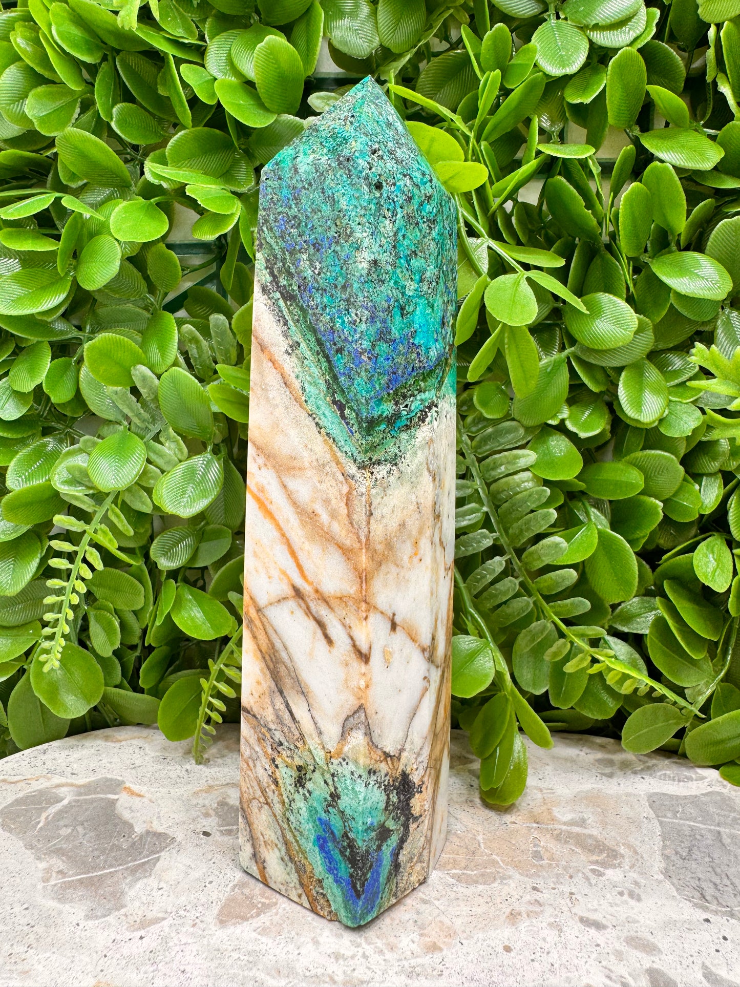 Azurite with Calcite Tower 772g