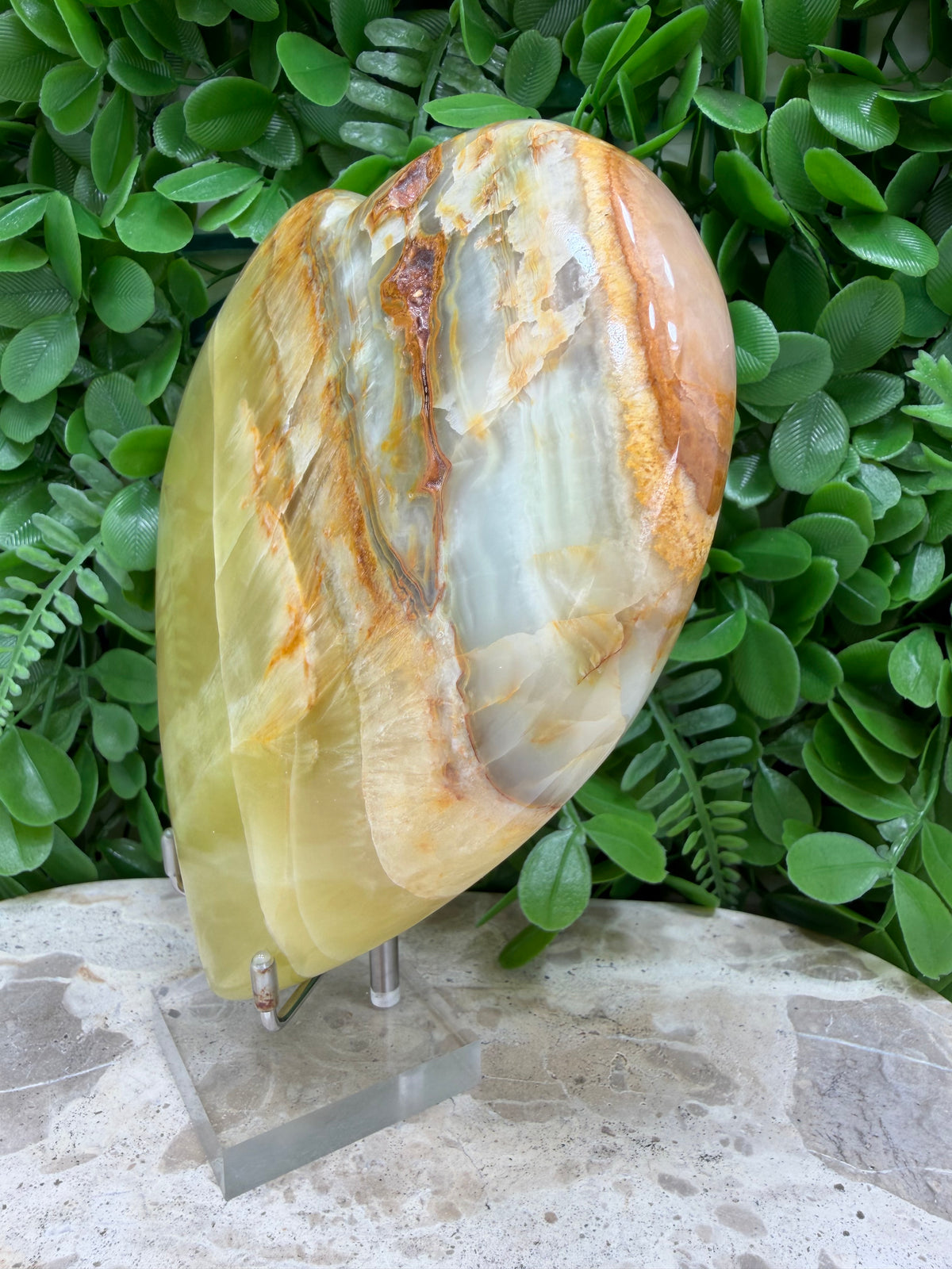 Lemon Banded Calcite Heart | Joy • Confidence • Motivation