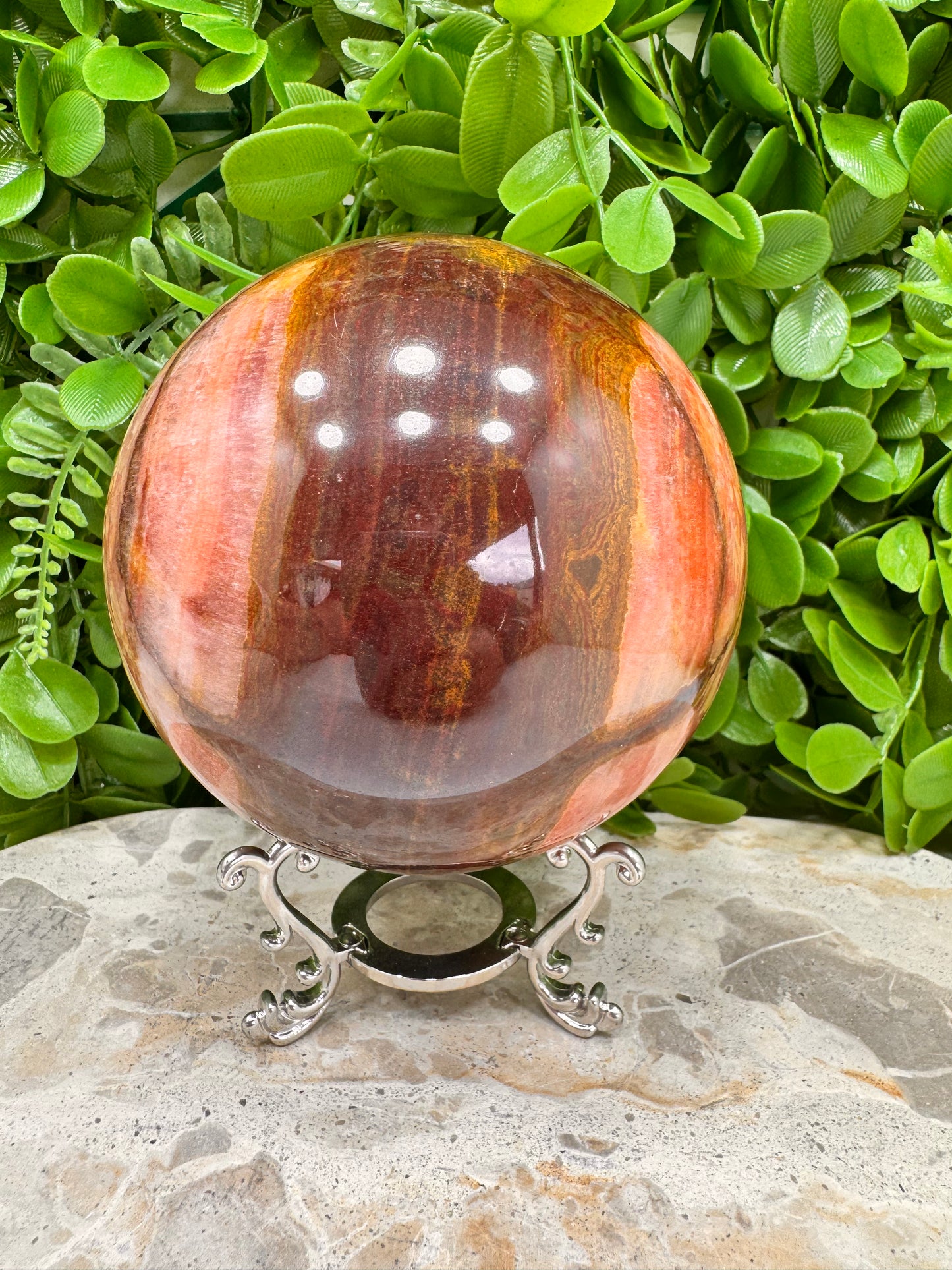Peach Banded Calcite Spheres 1568g