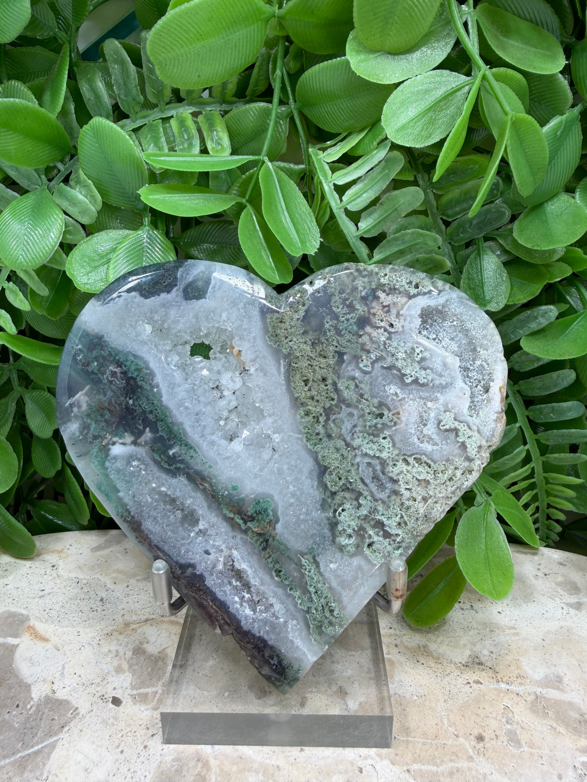Moss Agate Heart | Growth • Abundance • Grounding