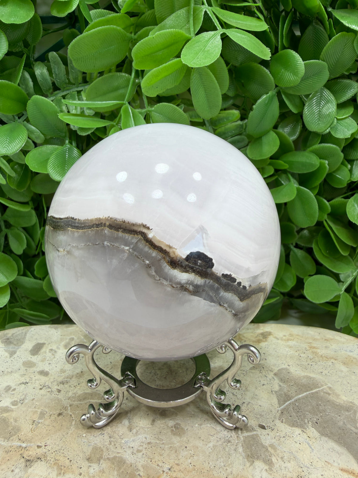Smokey Pink Mangano UV Sphere 934g | Love • Compassion • Calm