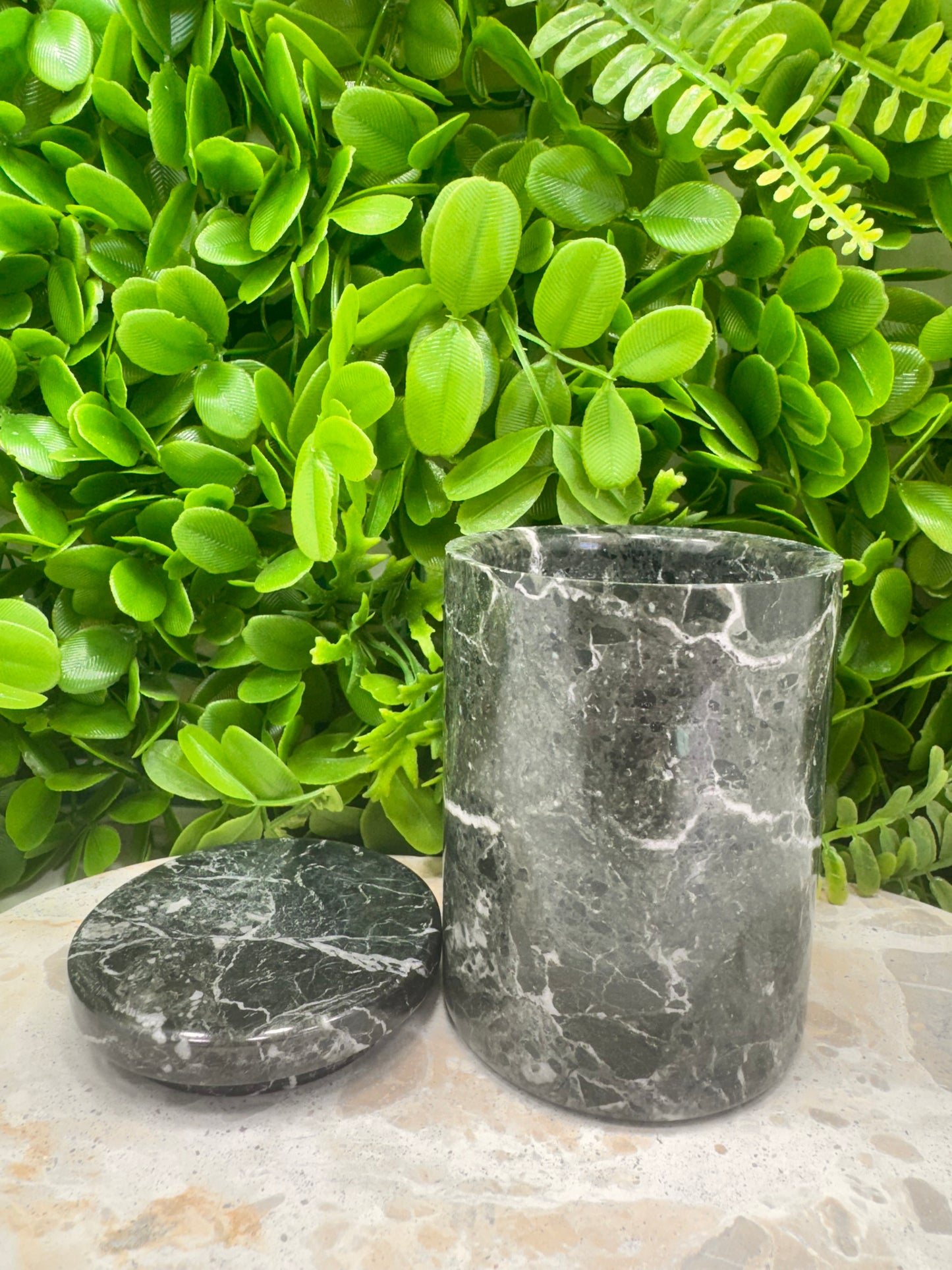 Black Zebra Jasper Jar with lid 2 pce 596g
