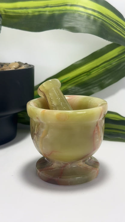 Mortar & Pestle Green banded Onyx 442g
