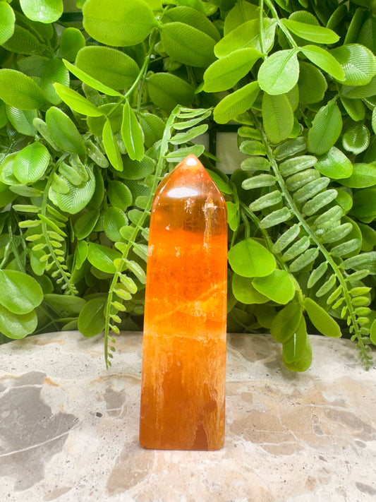 Crystalized Orange Calcite Tower 204g