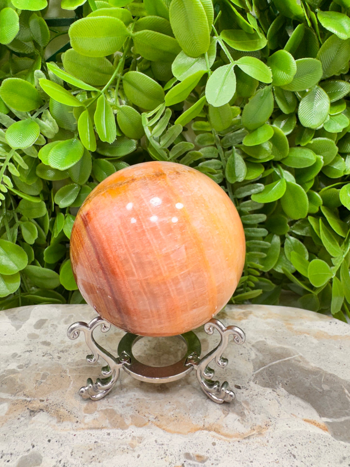 Peach Banded Calcite Sphere 528g