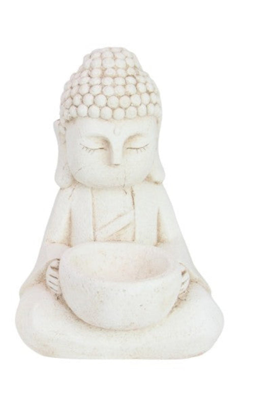 Sitting Cream Buddha with Bowl 32cm