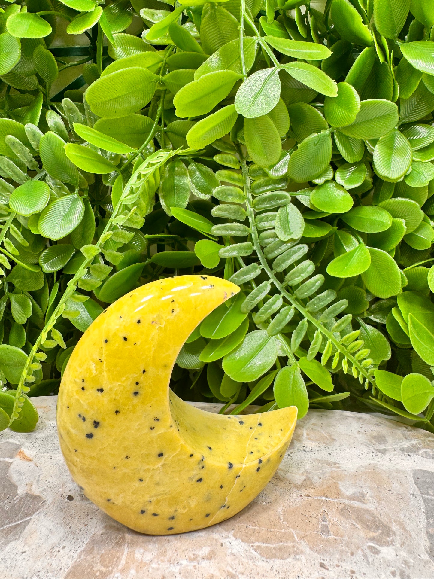 Yellow Jade with Hematite Moon 214g