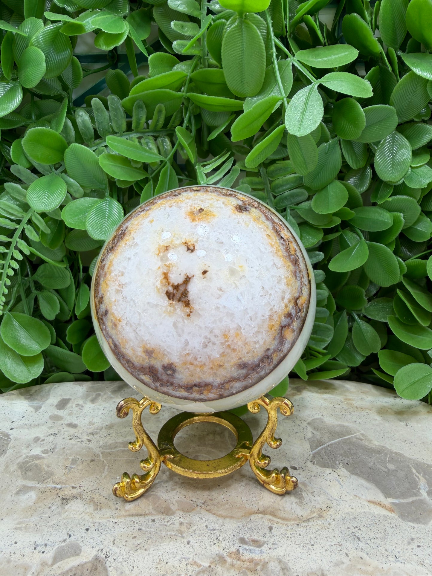 Dendritic Silky white Calcite Sphere 812g