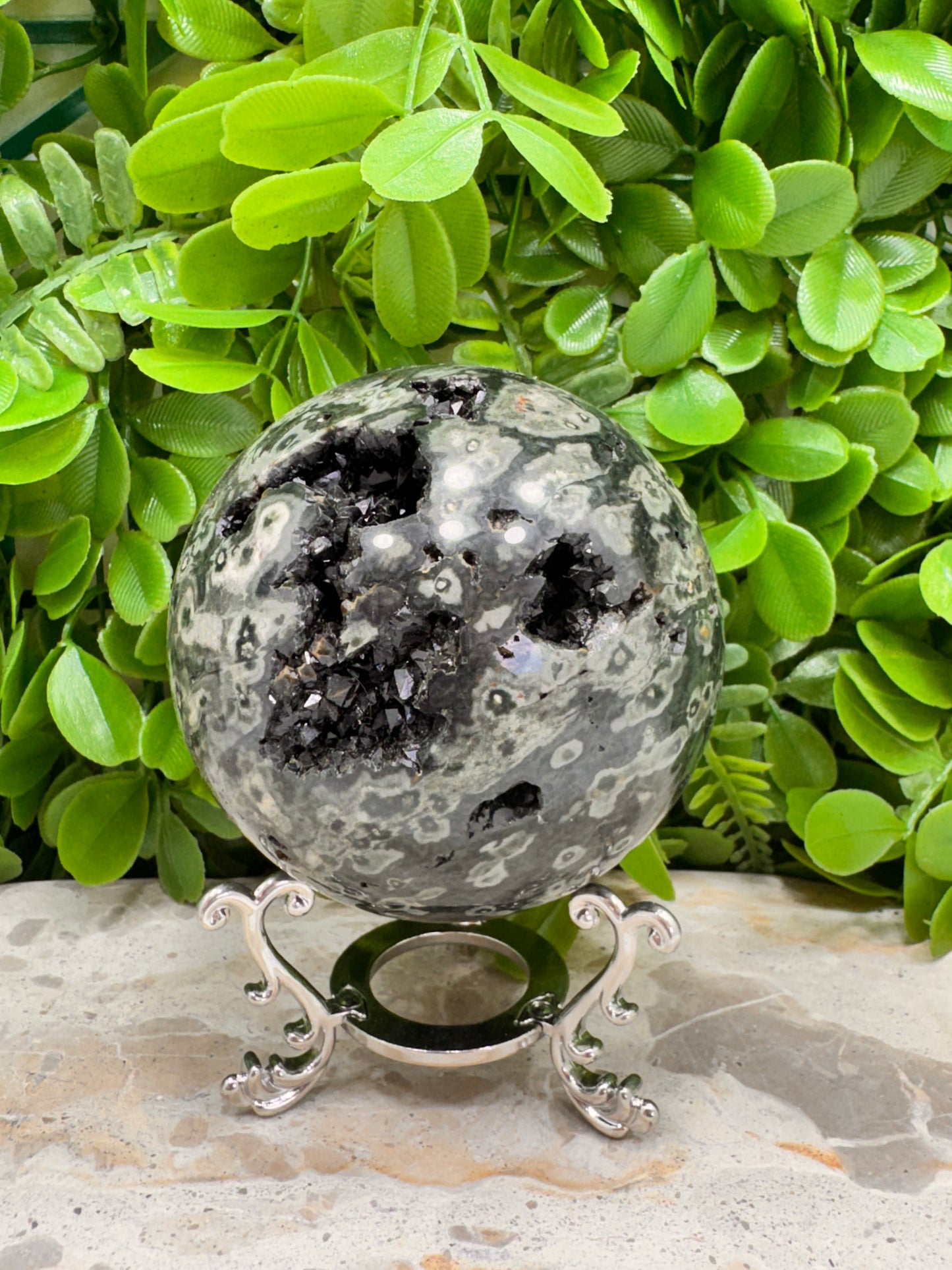 Bubble Ocean Jasper Sphere 702g