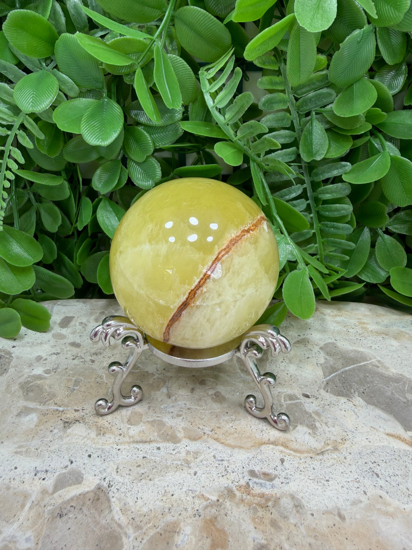 Lemon Banded Calcite Sphere 300g