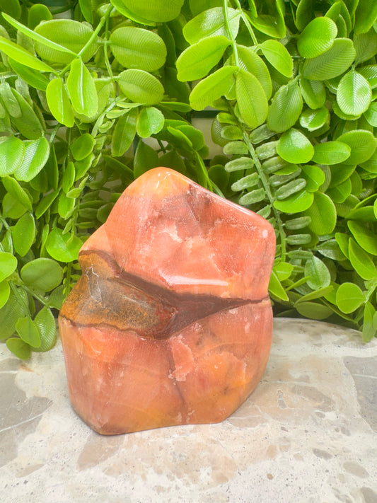 Peach Banded Calcite Freeform 362g