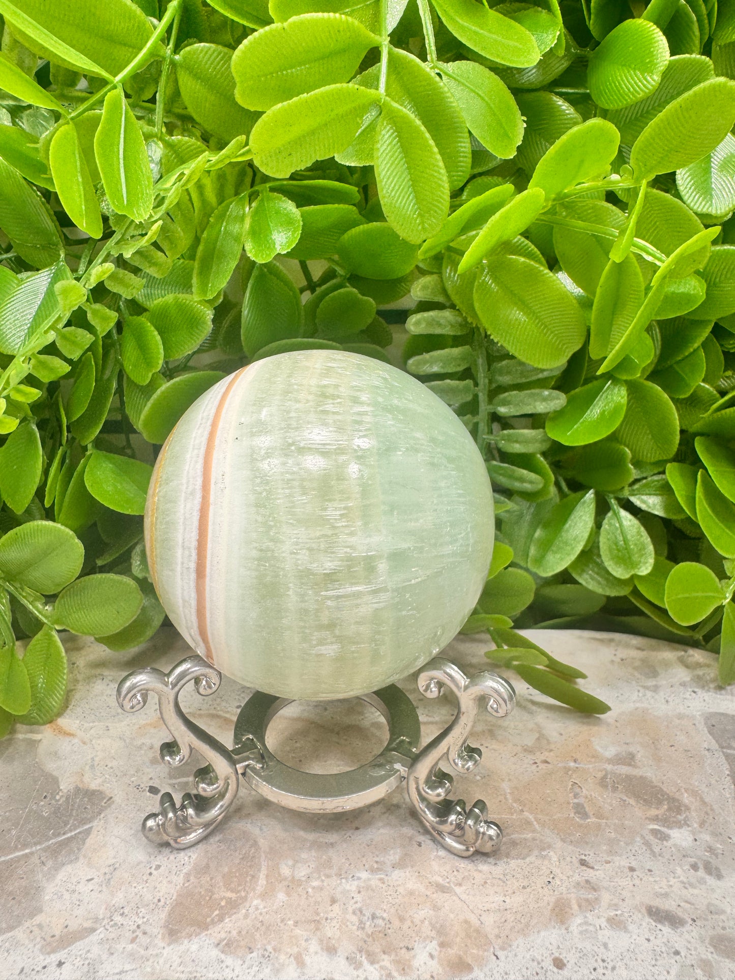 Pistachio Calcite Sphere 408g