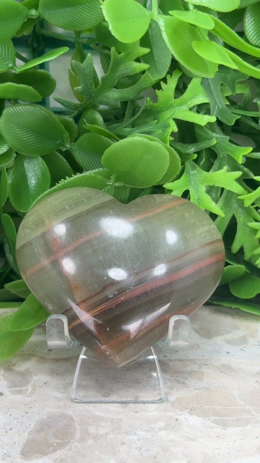 Green Banded Onyx Heart 120g