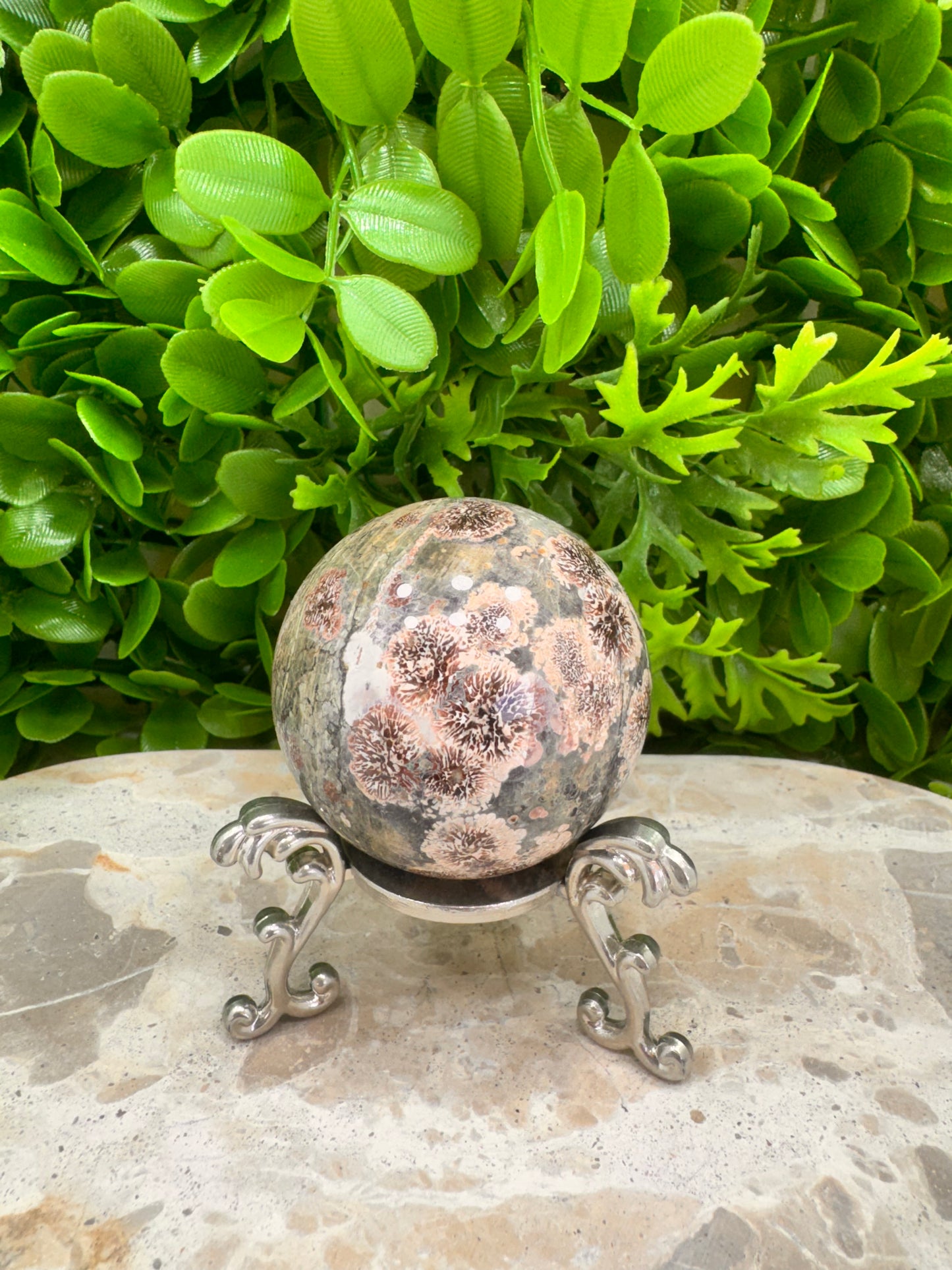 Russian Flower Agate Sphere 232g