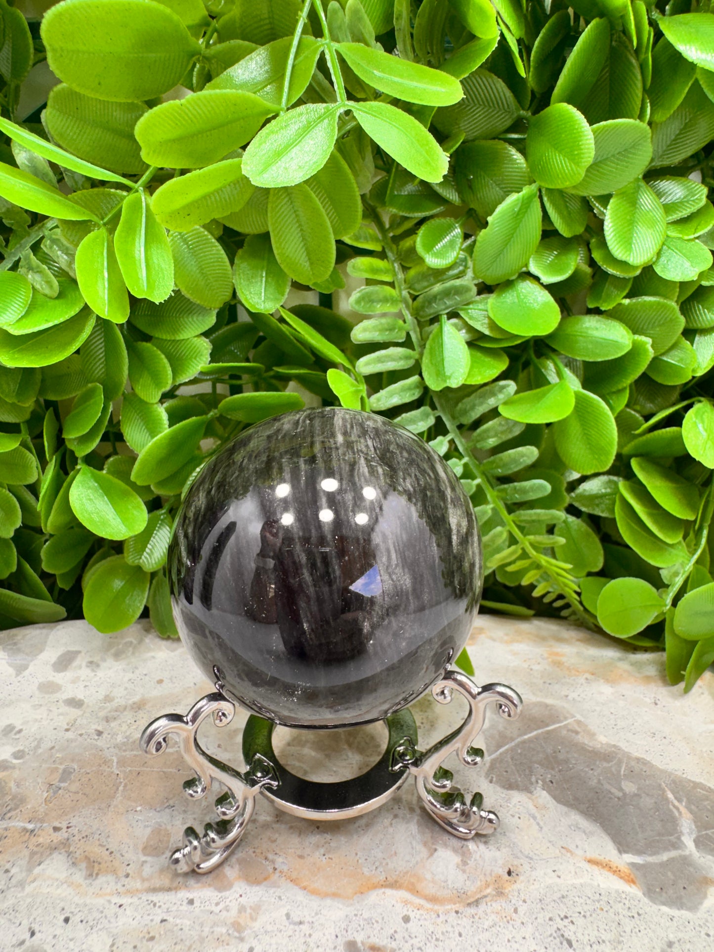 Silver Obsidian Sphere 282g