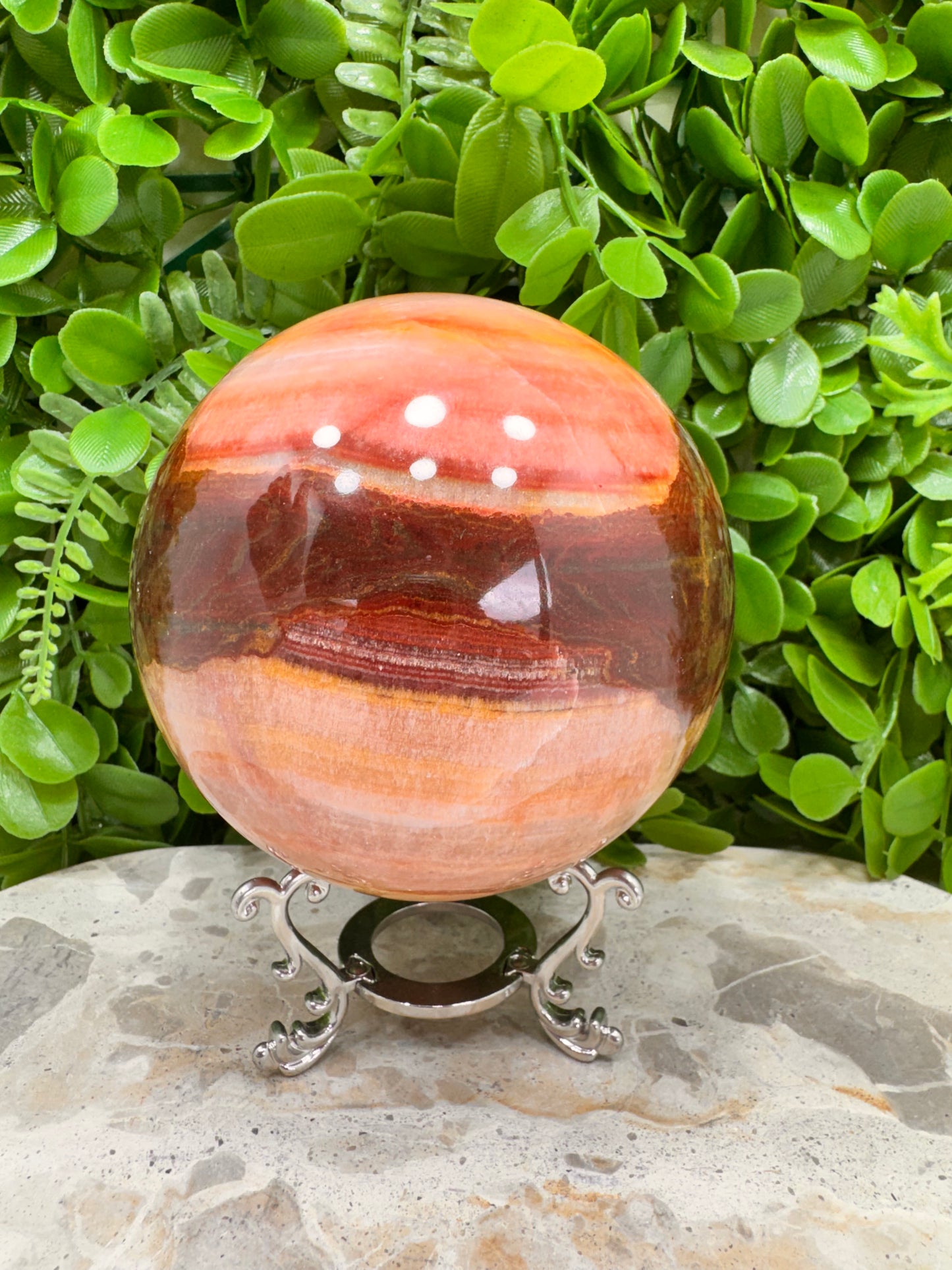 Peach Banded Calcite Spheres 1568g