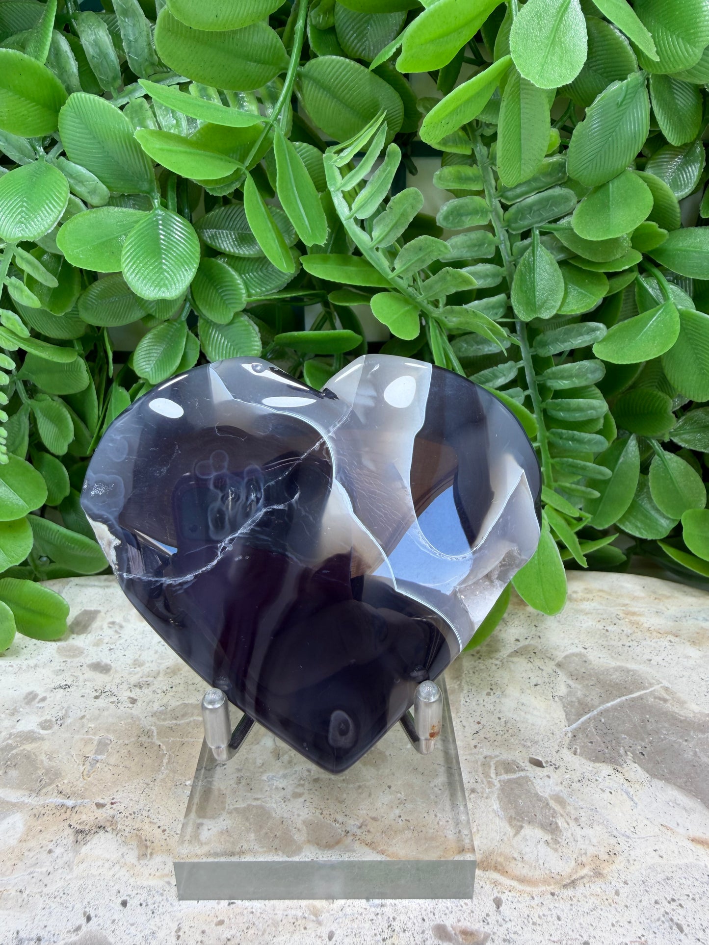 Volcanic Agate Heart 162g