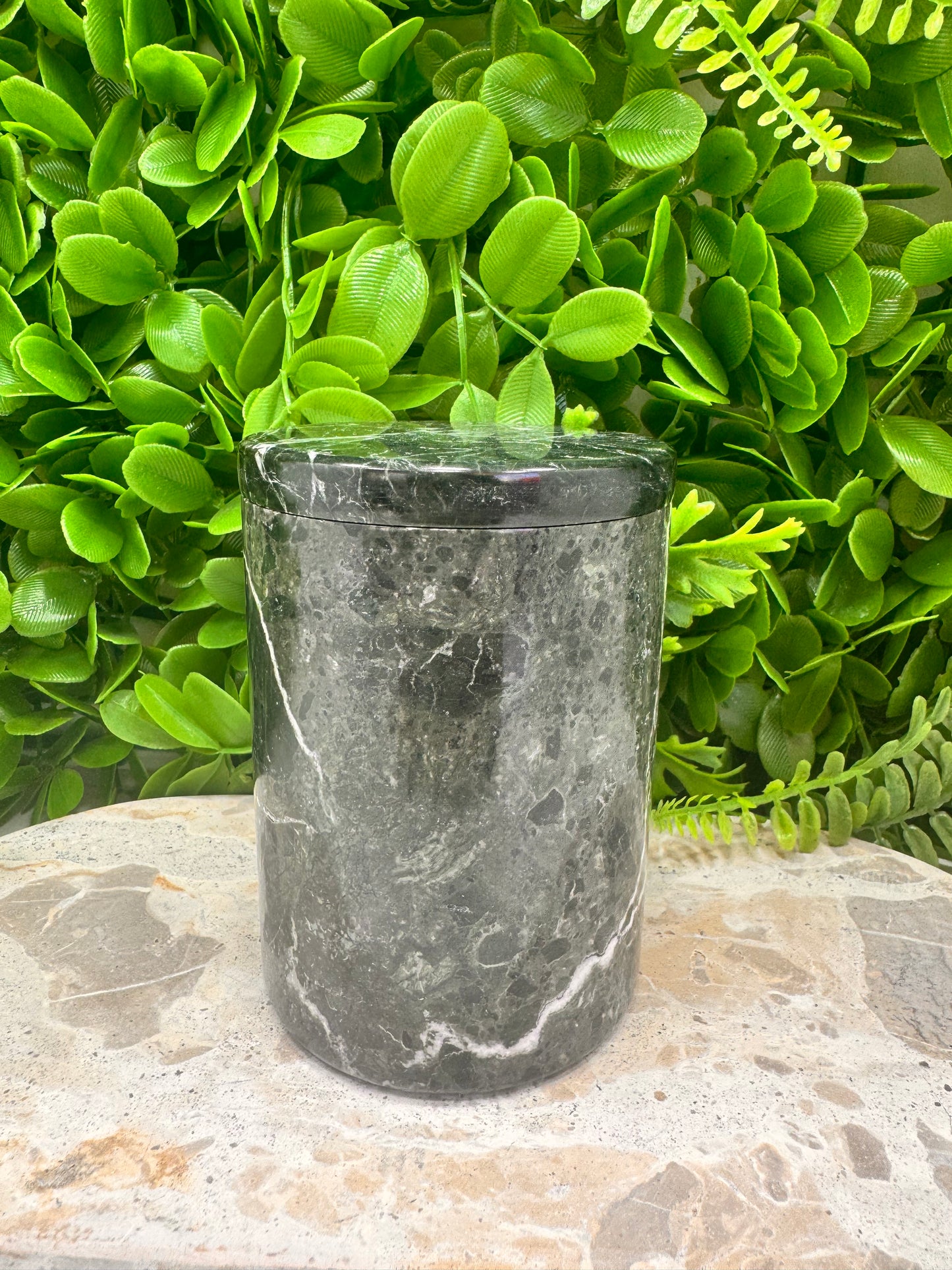 Black Zebra Jasper Jar with lid 2 pce 596g