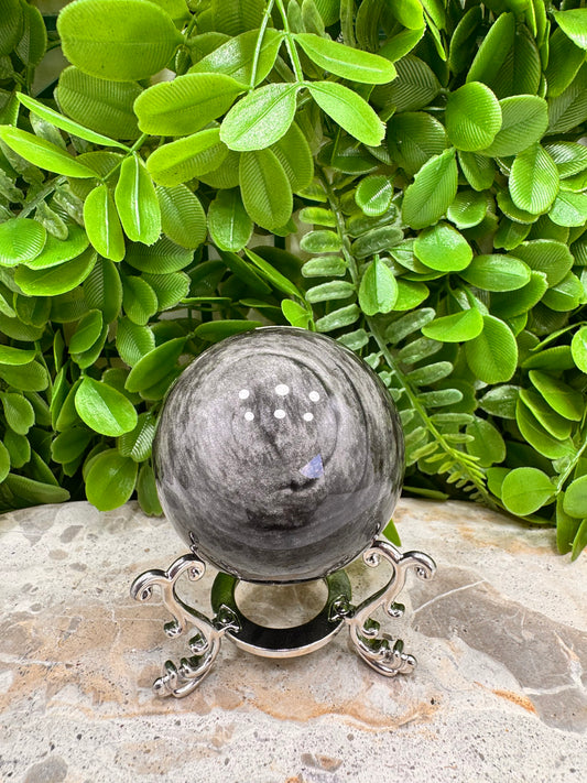 Silver Obsidian Sphere 282g