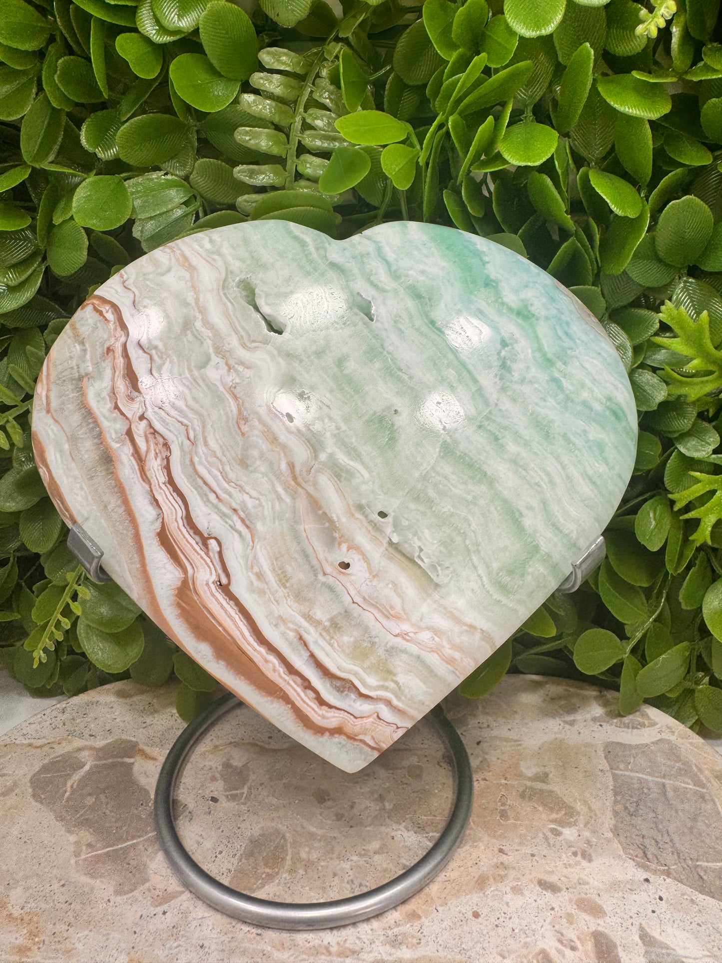 Blue Caribbean Calcite Heart 1364g