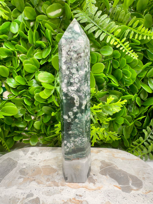Moss Agate Tower 544g