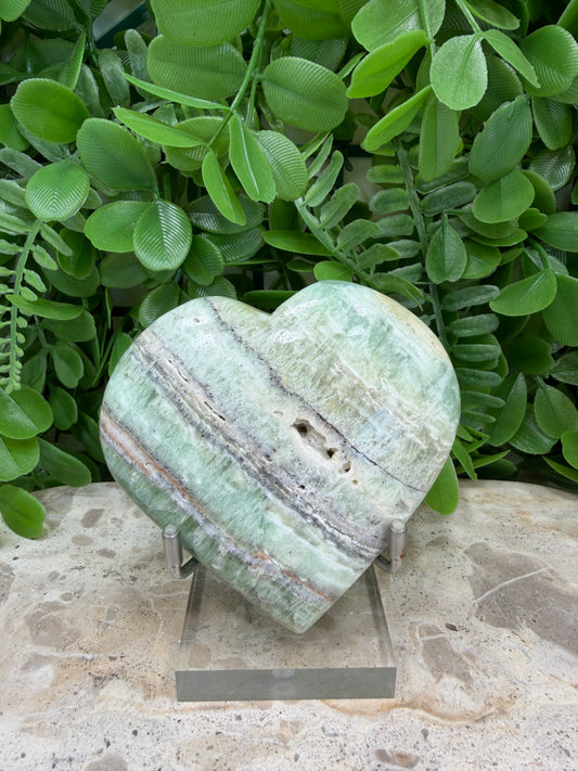 Emerald Kiwi Calcite Heart 210g