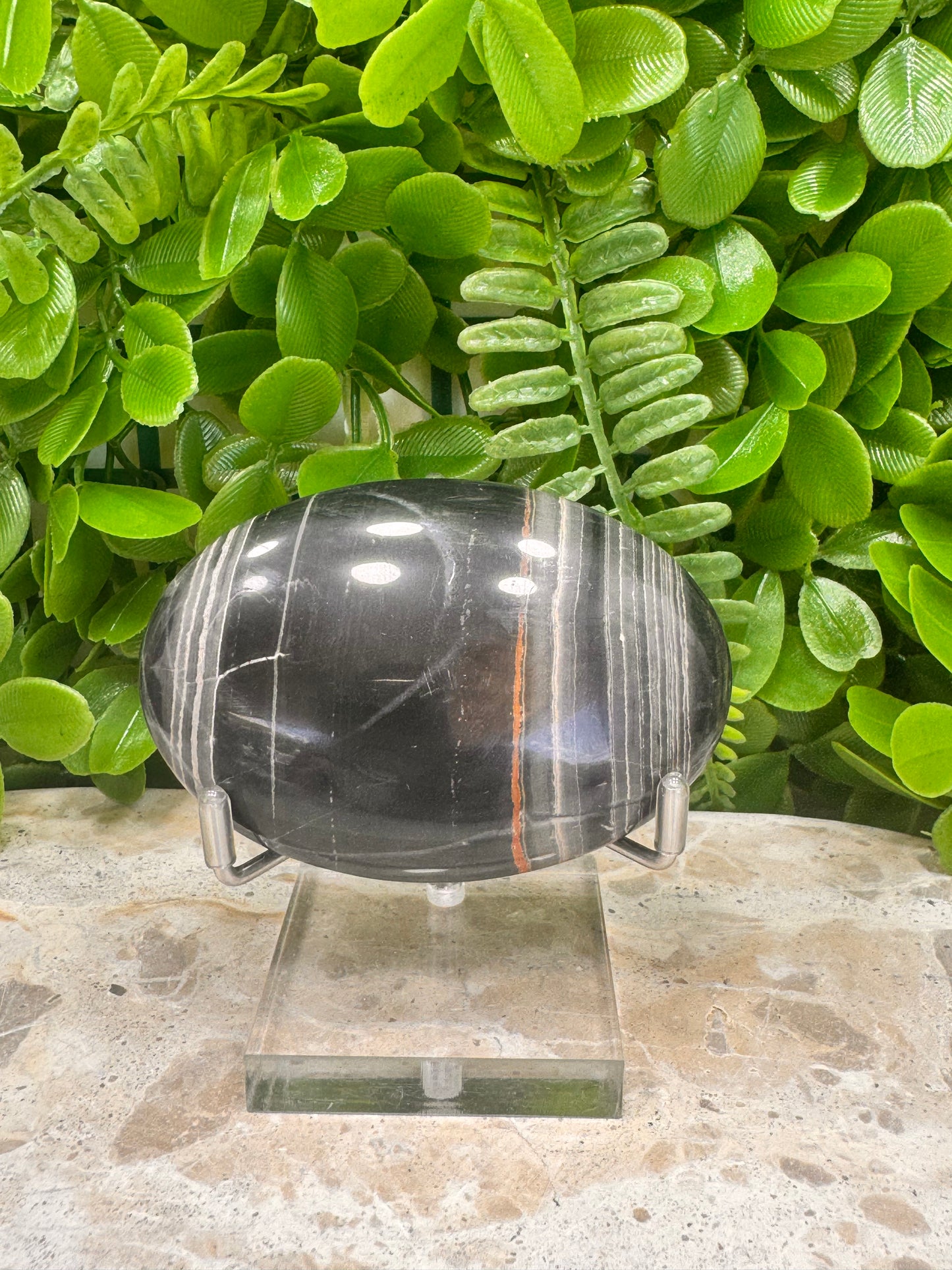 Black Banded Onyx Palm Stone 162g