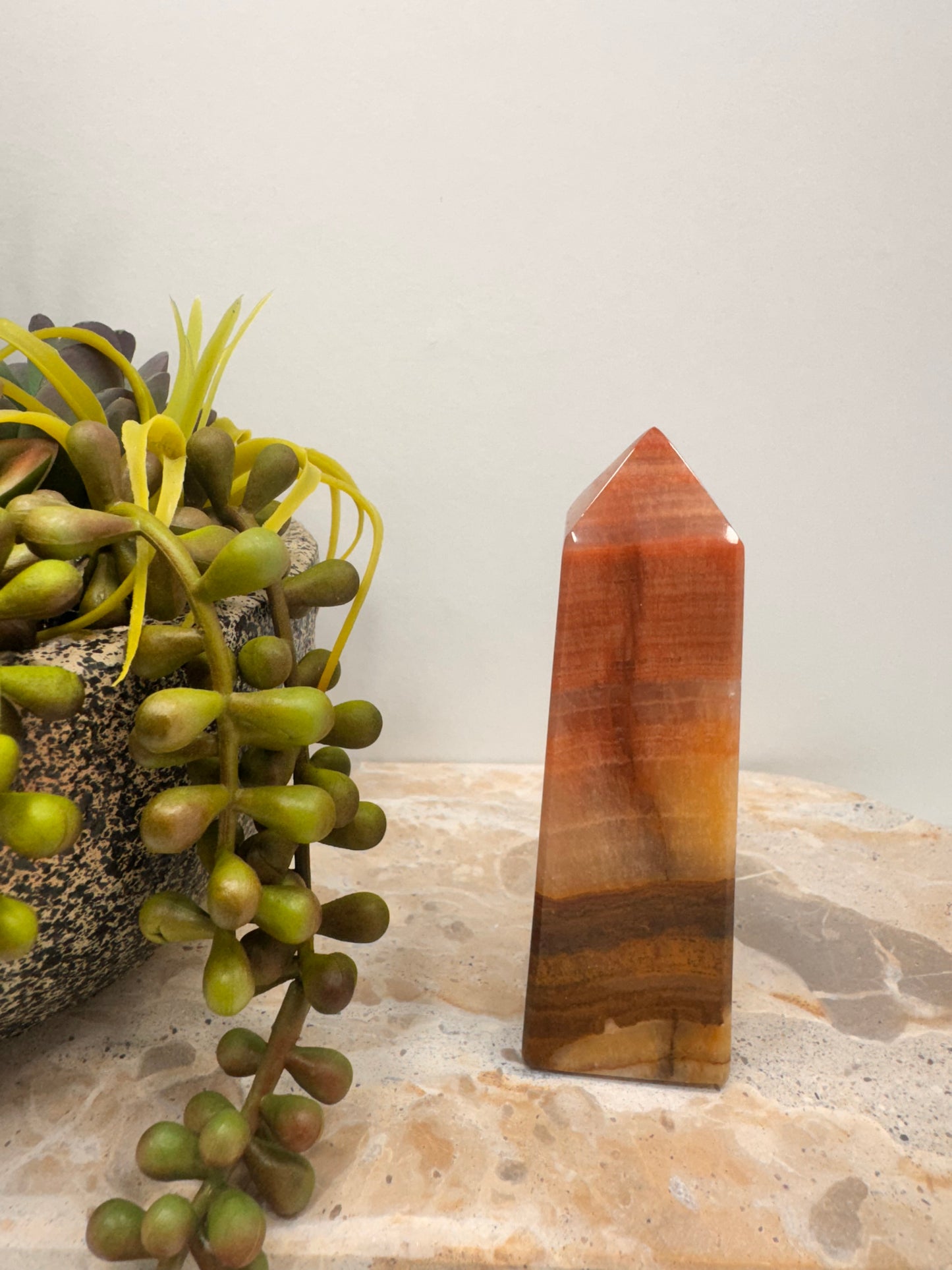 Peach Banded Calcite Points 214g