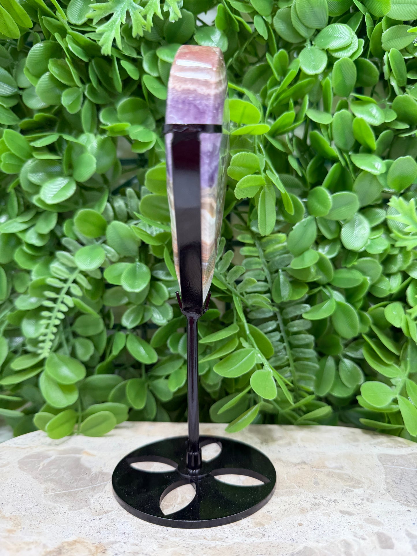 Amethyst Mexican Agate Heart with Stand 420g