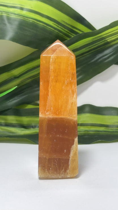 Crystalized Orange Calcite Tower 256g