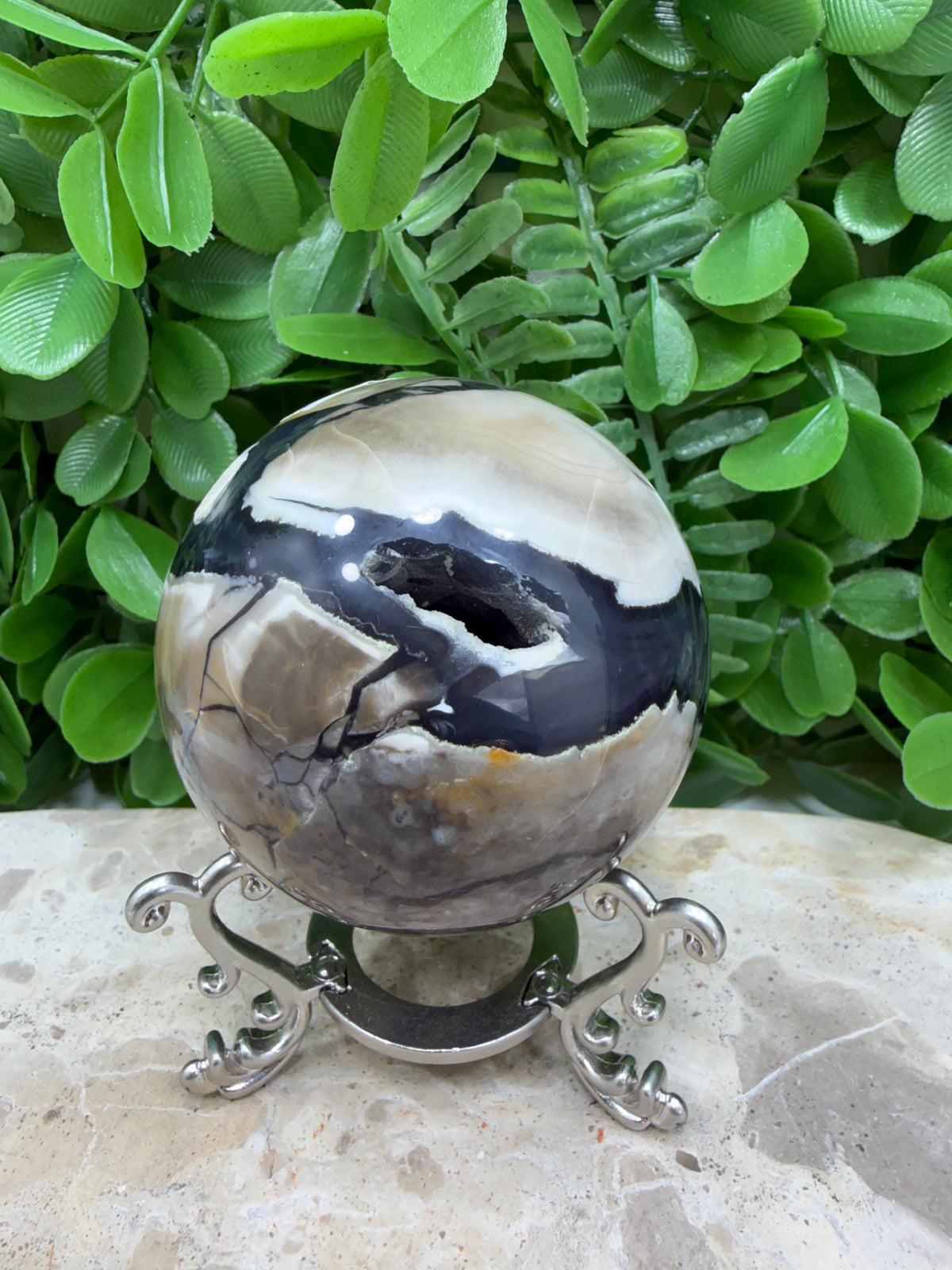 Volcanic Agate Sphere | Grounding • Protection • Strength