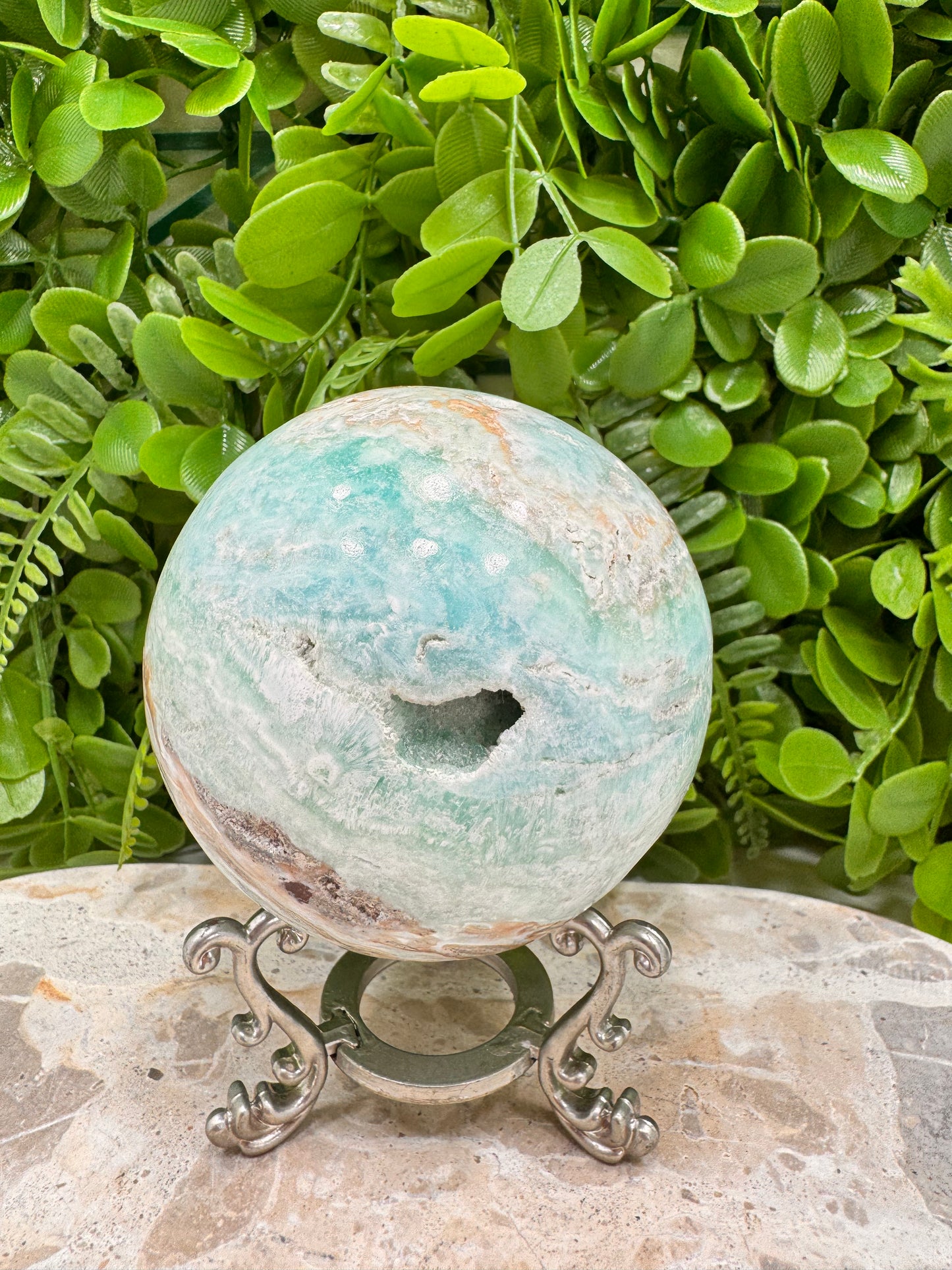 Blue Aragonite Sphere 834g