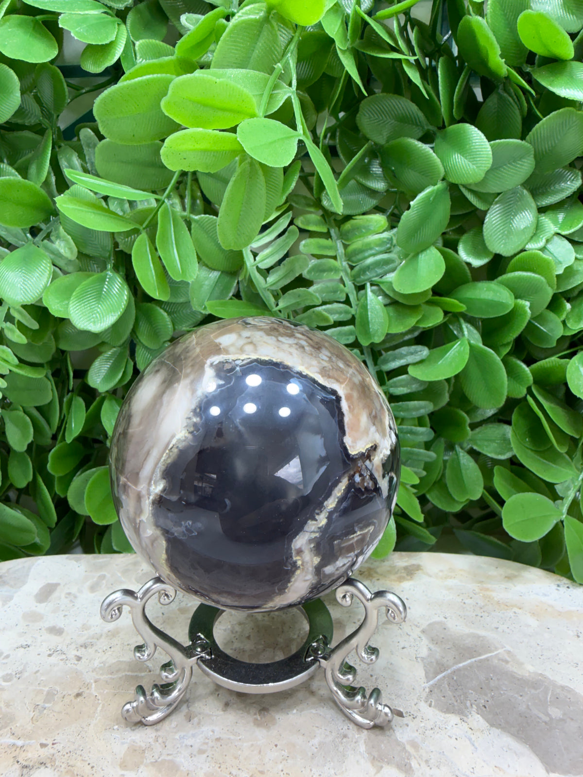 Volcanic Agate Sphere | Grounding • Protection • Strength