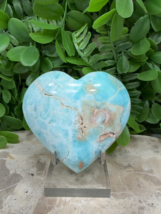 Blue Aragonite Heart 216g