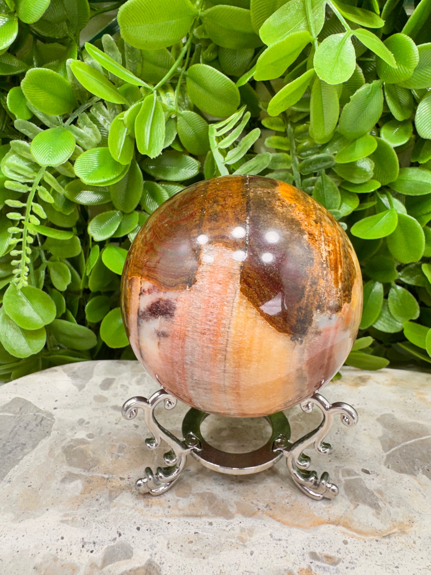 Peach Banded Calcite Spheres 568g