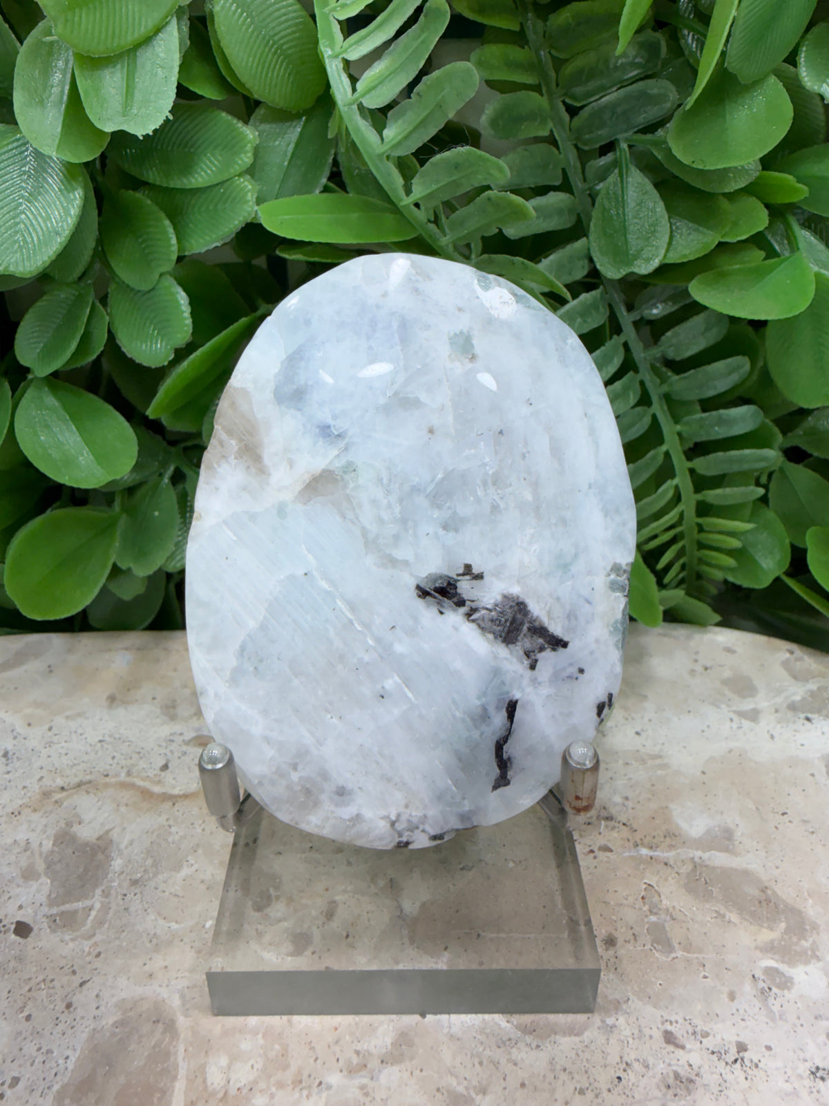 Rainbow Moonstone Palm Stone | Intuition • New Beginnings • Emotional Balance