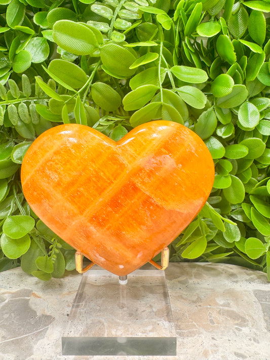 Crystalized Orange Calcite Heart 598g
