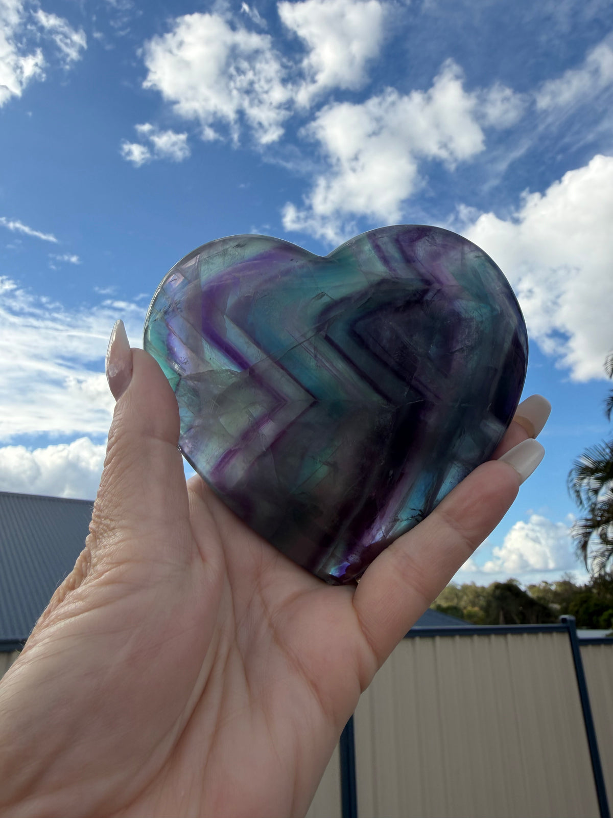 Rainbow Fluorite Heart 606g