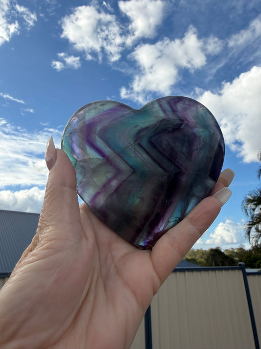 Rainbow Fluorite Heart 606g | Clarity • Focus • Balance