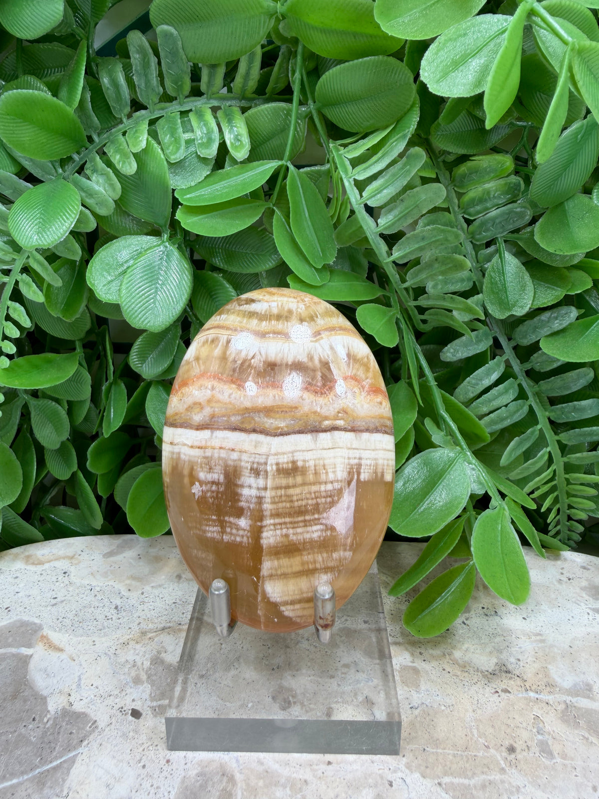 Honey Banded Calcite Palm Stone | Confidence • Motivation • Personal Power