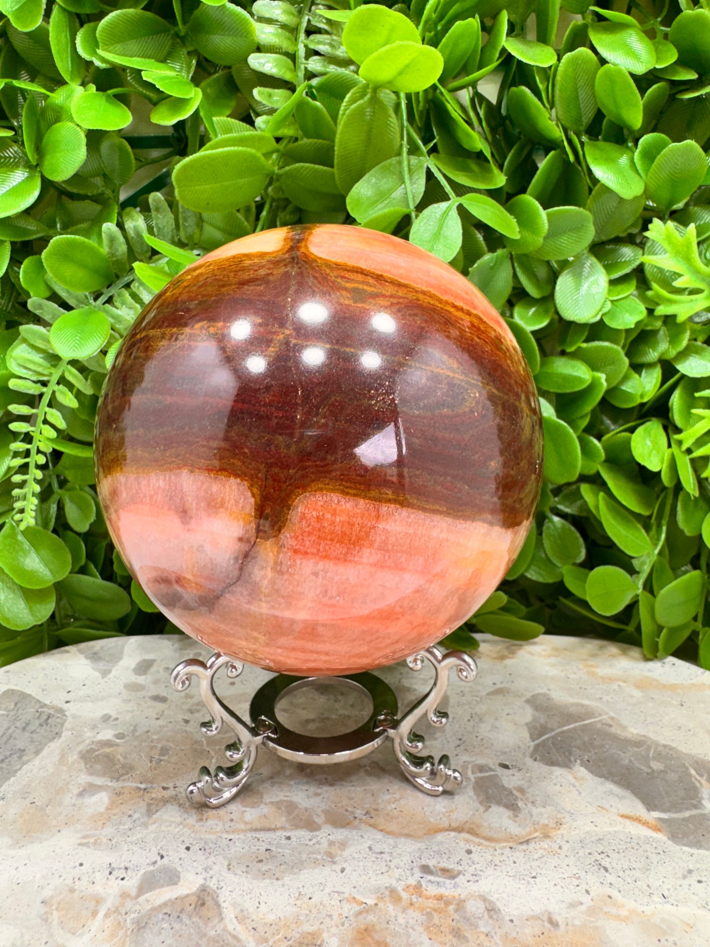 Peach Banded Calcite Spheres 1568g