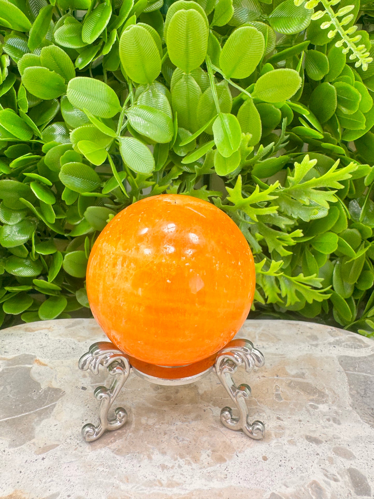 Crystalized Orange Calcite Sphere 398g
